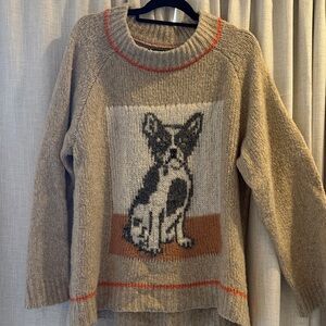 Aerie Tan Dog Print Sweater